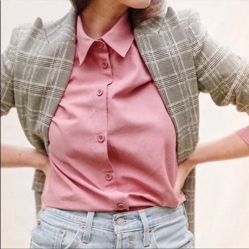 Emma Knudsen grace cropped button up blouse size small